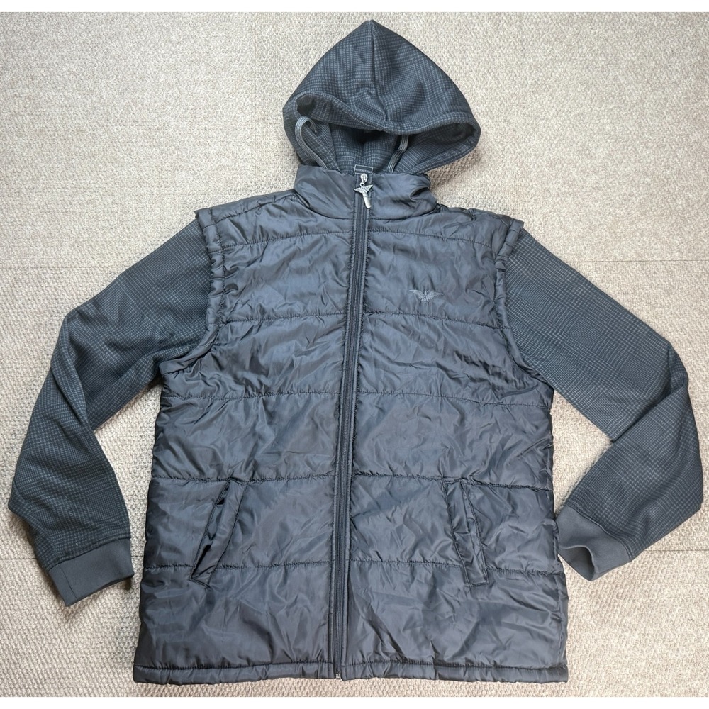 Avirex Men's Full Zip Quilted Long Sleeve Hooded Jacket Size XL
